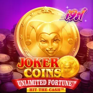 Tampilan visual mesin slot Joker Coins Unlimited Fortune dengan simbol koin emas dan latar belakang klasik.